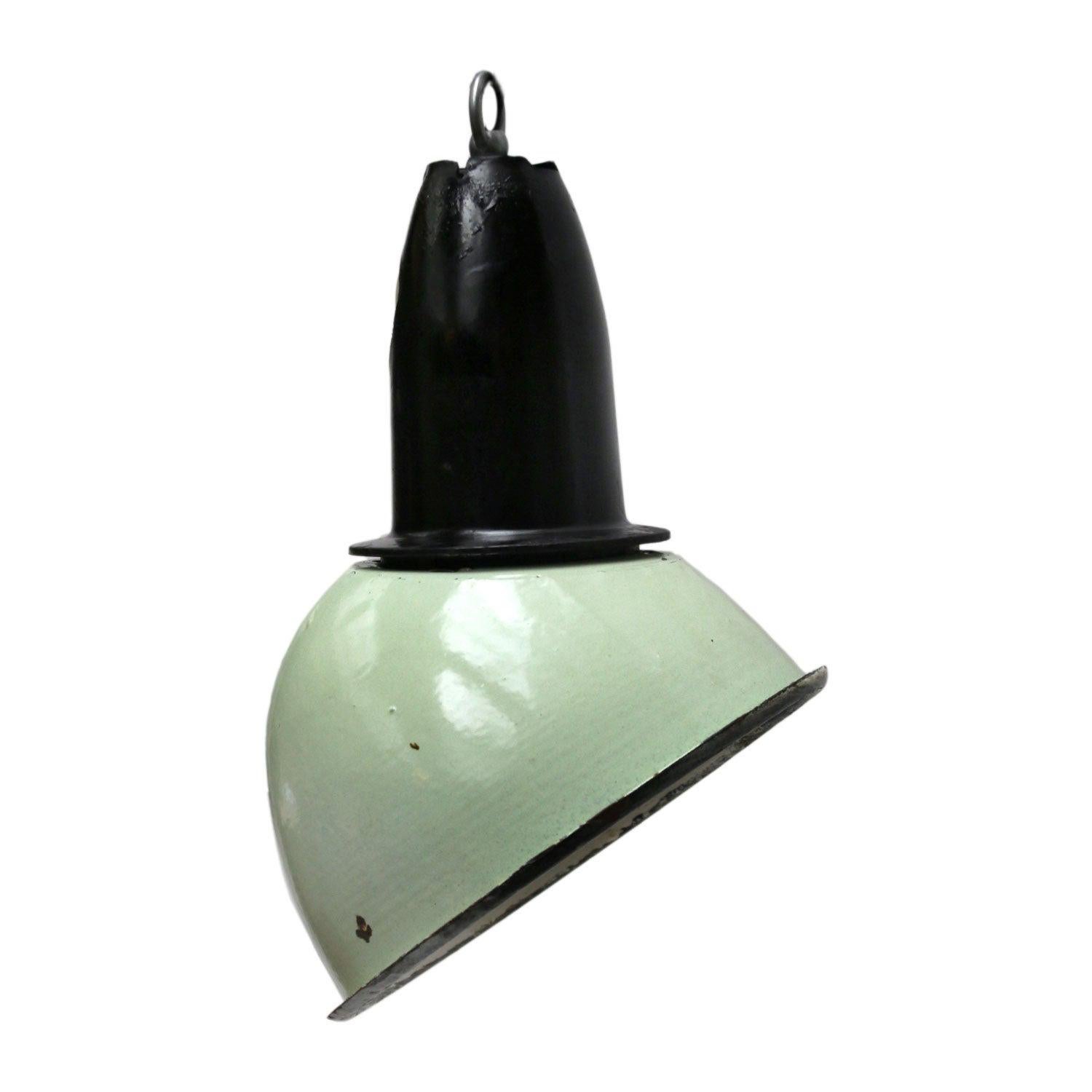 Green Enamel Vintage Industrial Bakelite Top Asymmetrical Pendant Lights