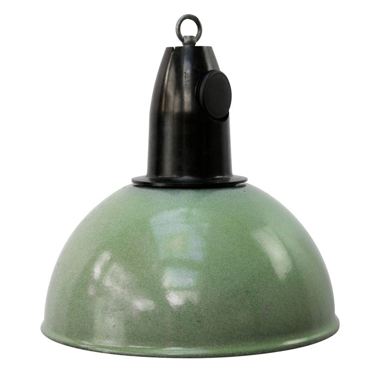 Green Enamel Vintage Industrial Bakelite Top Pendant Lights