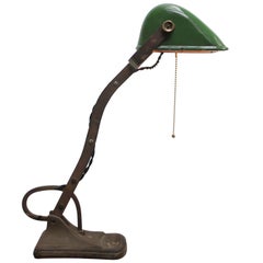Green Enamel Vintage Industrial Banker Light Table Desk Light