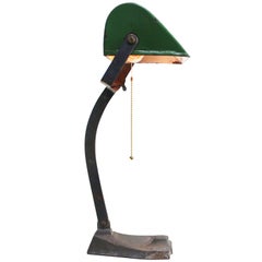 Green Enamel Vintage Industrial Banker Light Table Desk Light