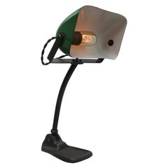 Green Enamel Vintage Industrial Banker Light Table Desk Light