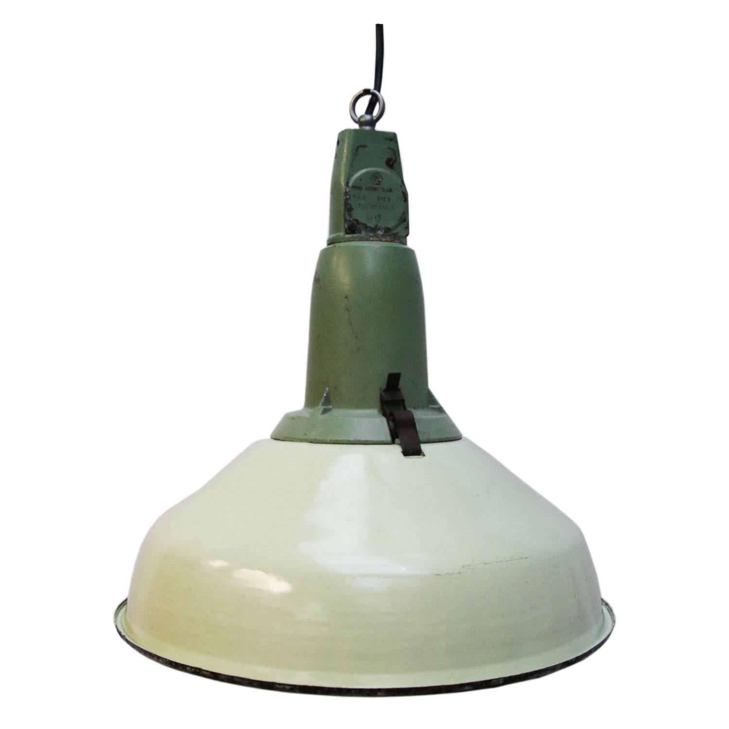 20th Century Green Enamel Vintage Industrial Cast Aluminum Top Pendant Lamp