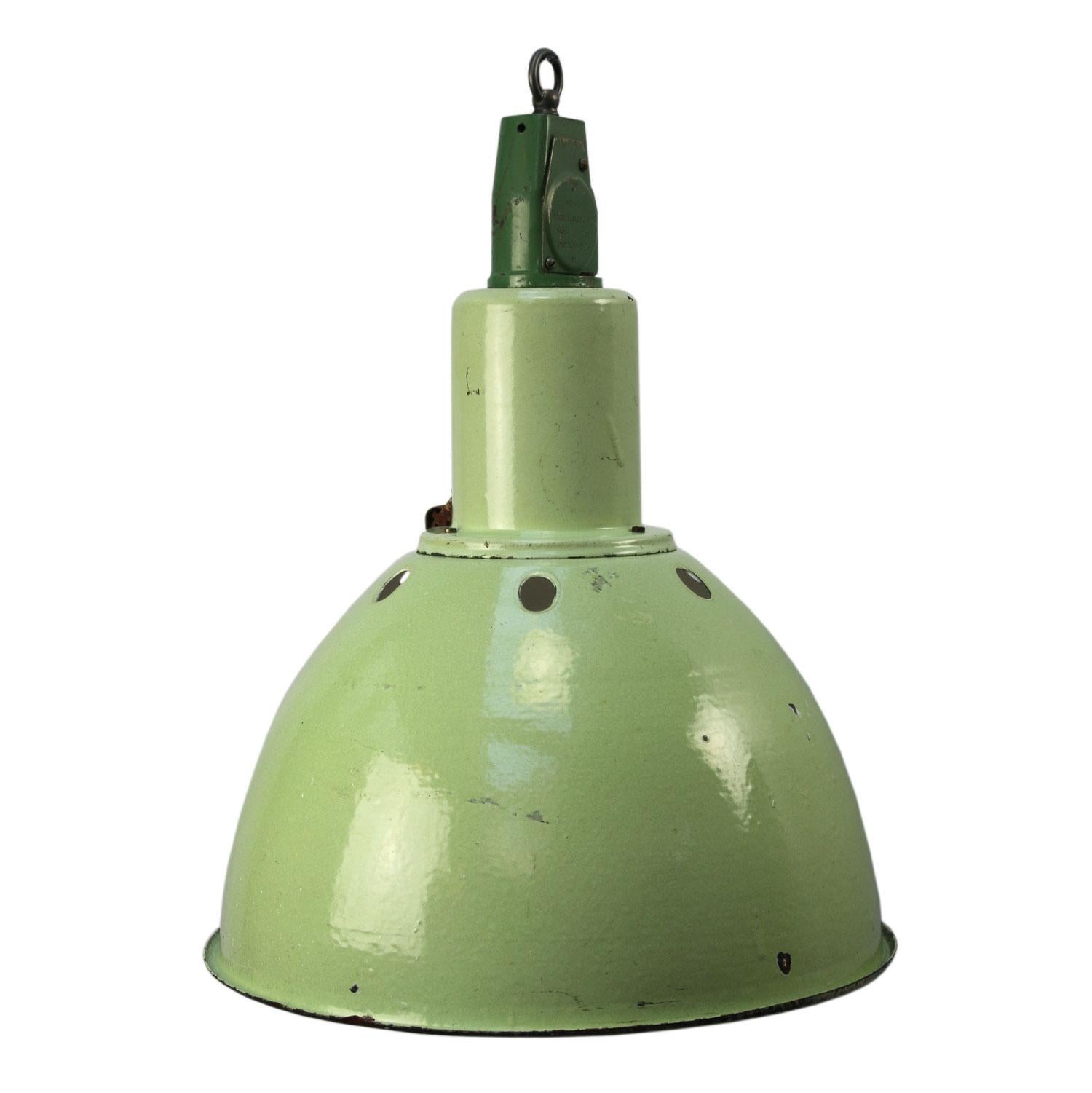 Green Enamel Vintage Industrial Cast Aluminium Top Pendant Light