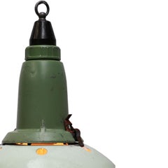 Green Enamel Vintage Industrial Cast Aluminum Bakelite Top Pendant Lights
