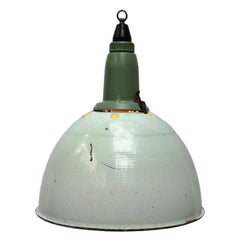 Green Enamel Vintage Industrial Cast Aluminum Bakelite Top Pendant Lights