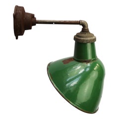 Green Enamel Vintage Industrial Cast Iron Arm Wall Light Scones 