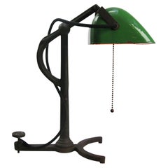 Green Enamel Vintage Industrial Cast Iron Banker Light Table Desk Lights