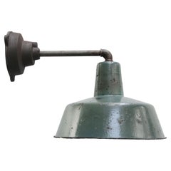 Petrol Green Enamel Vintage Industrial Cast Iron Factory Wall Light