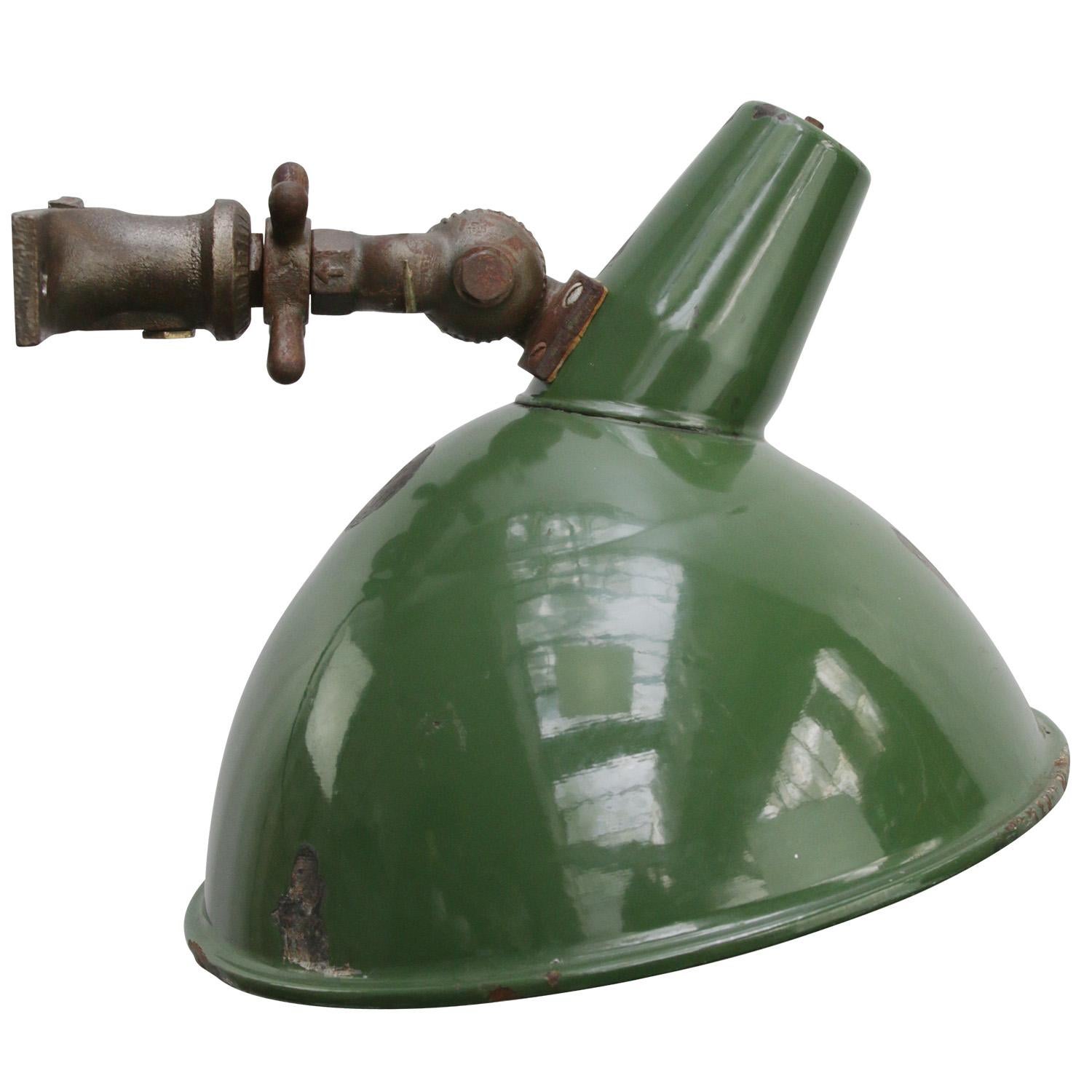 French Green Enamel Vintage Industrial Cast Iron Scone Wall Light