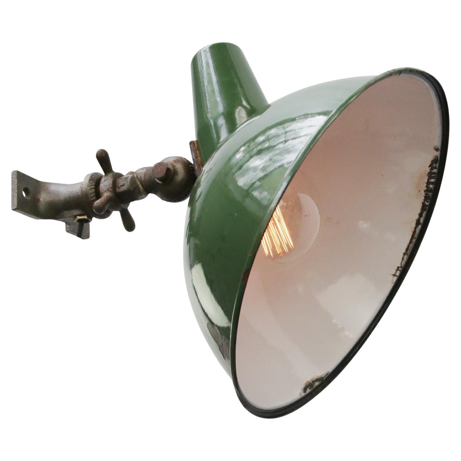 Green Enamel Vintage Industrial Cast Iron Scone Wall Light