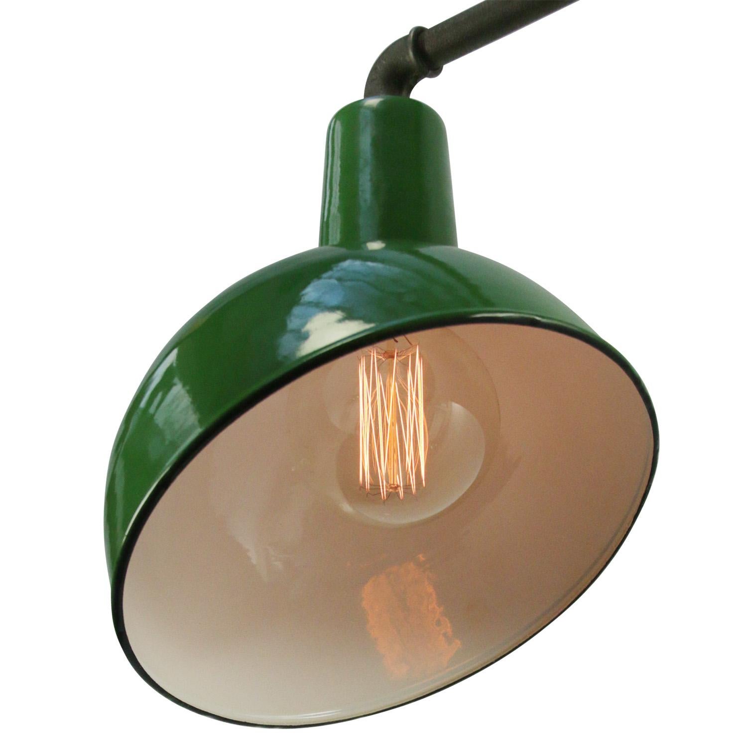 Green Enamel Vintage Industrial Cast Iron Scones Wall Lights In Good Condition For Sale In Amsterdam, NL