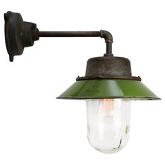 Green Enamel Vintage Industrial Clear Glass Scones Wall Light