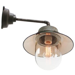 Green Enamel Vintage Industrial Clear Glass Sconce Wall Light