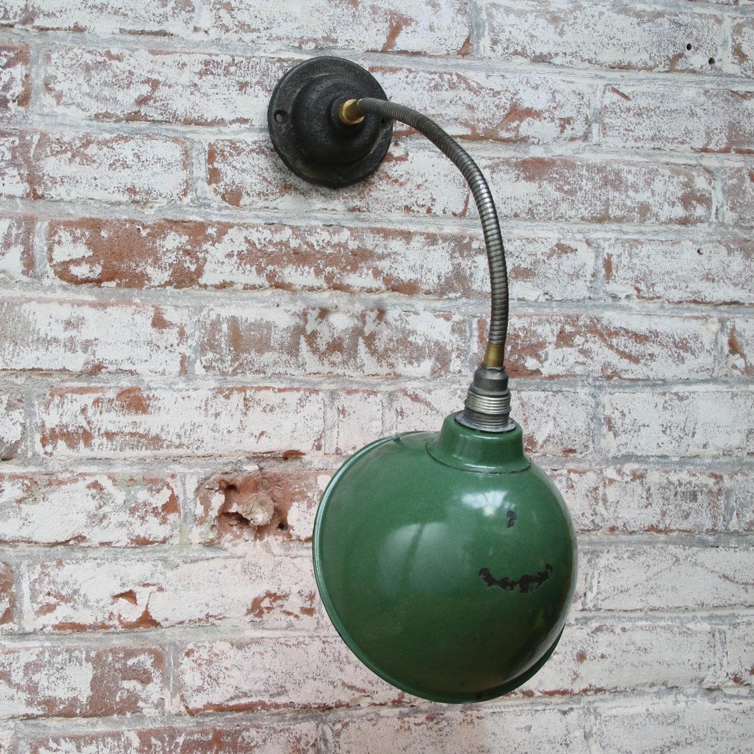 Dutch Green Enamel Vintage Industrial Flexible Arm Wall Light Scone