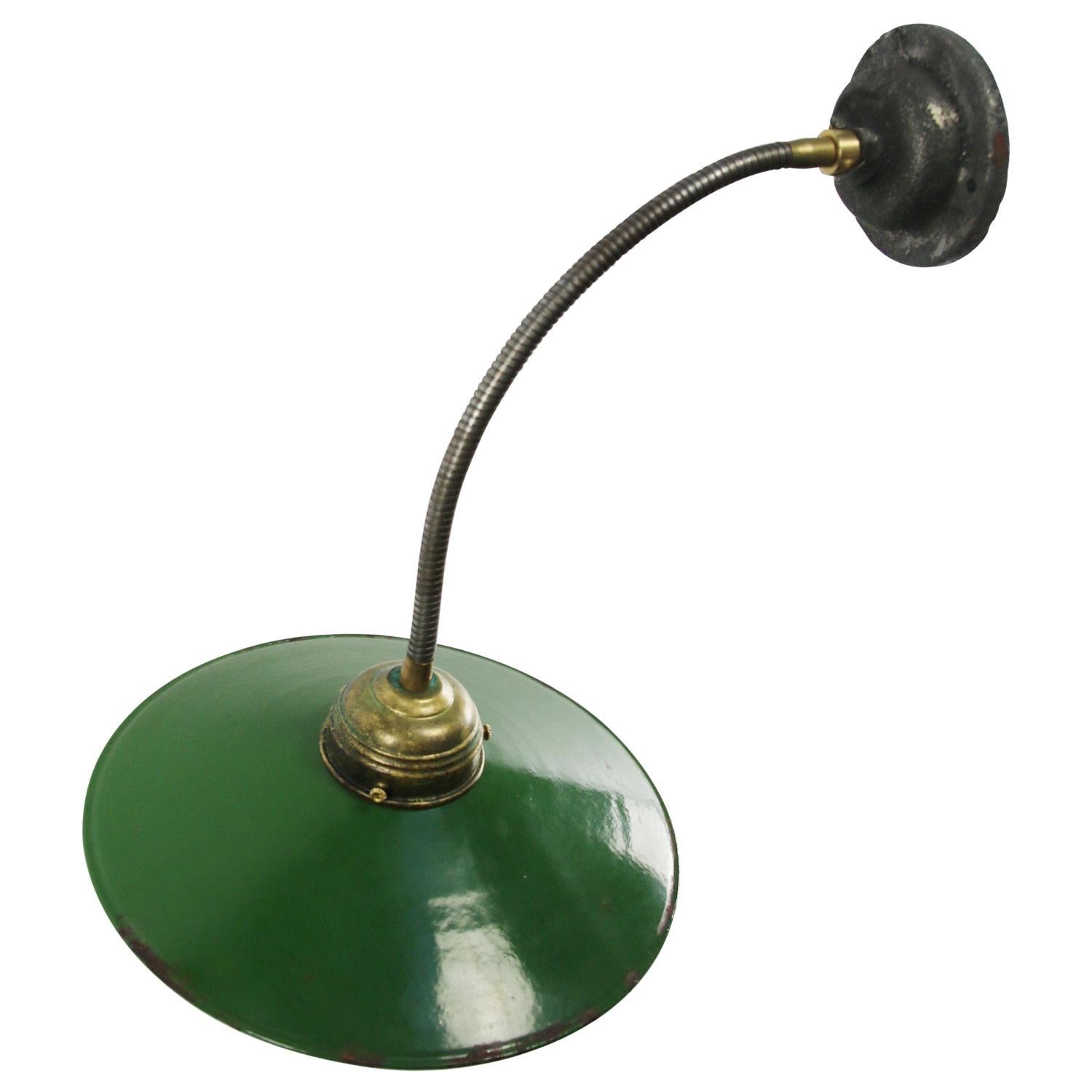 French Green Enamel Vintage Industrial Flexible Arm Wall Lights Scones For Sale