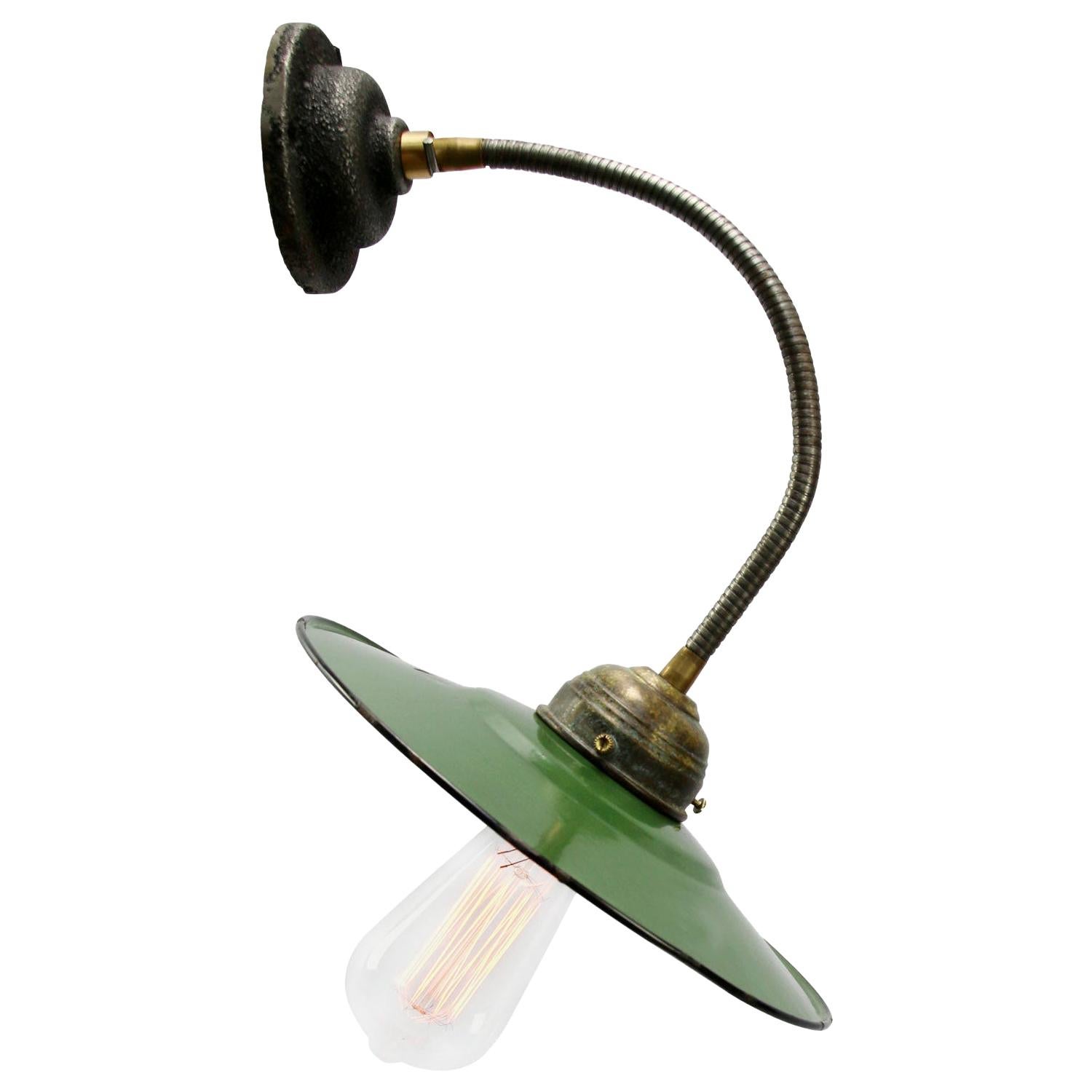 Green Enamel Vintage Industrial Flexible Arm Wall Lights Scones For Sale