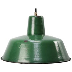 Green Enamel Vintage Industrial Pendant Light
