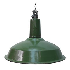 Green Enamel Vintage Industrial Pendant Light