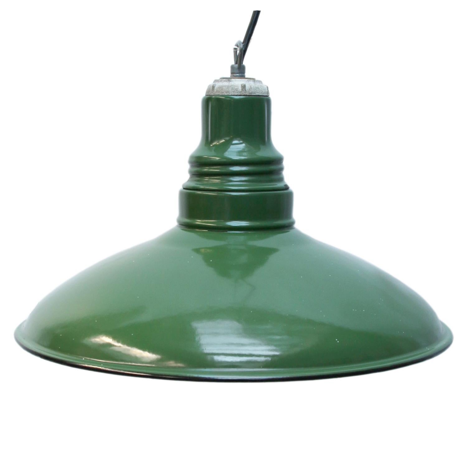 20th Century Green Enamel Vintage Industrial Pendant Lights