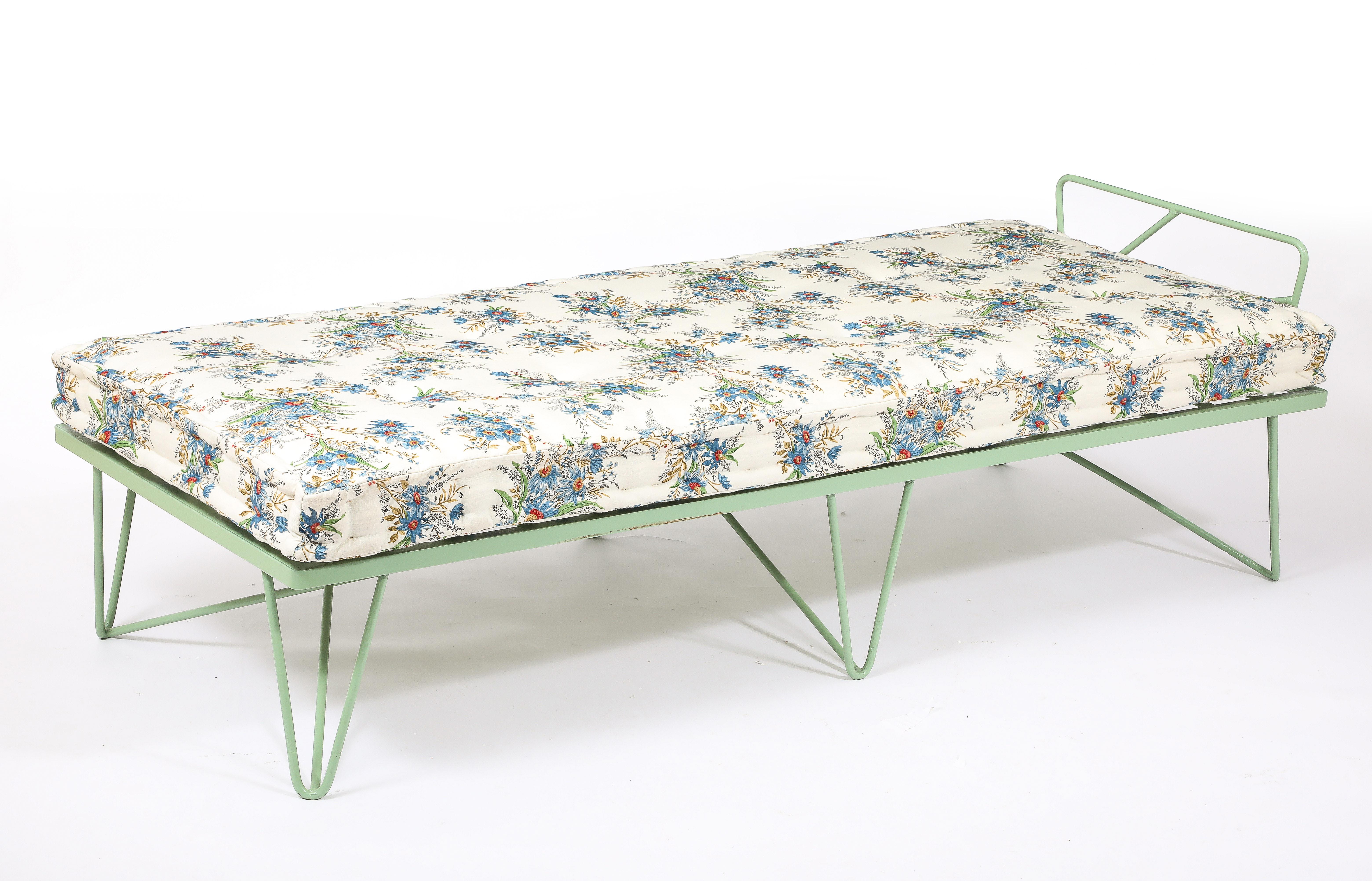 Mid-Century Modern Green Enameled Daybed, France 1950's For Sale