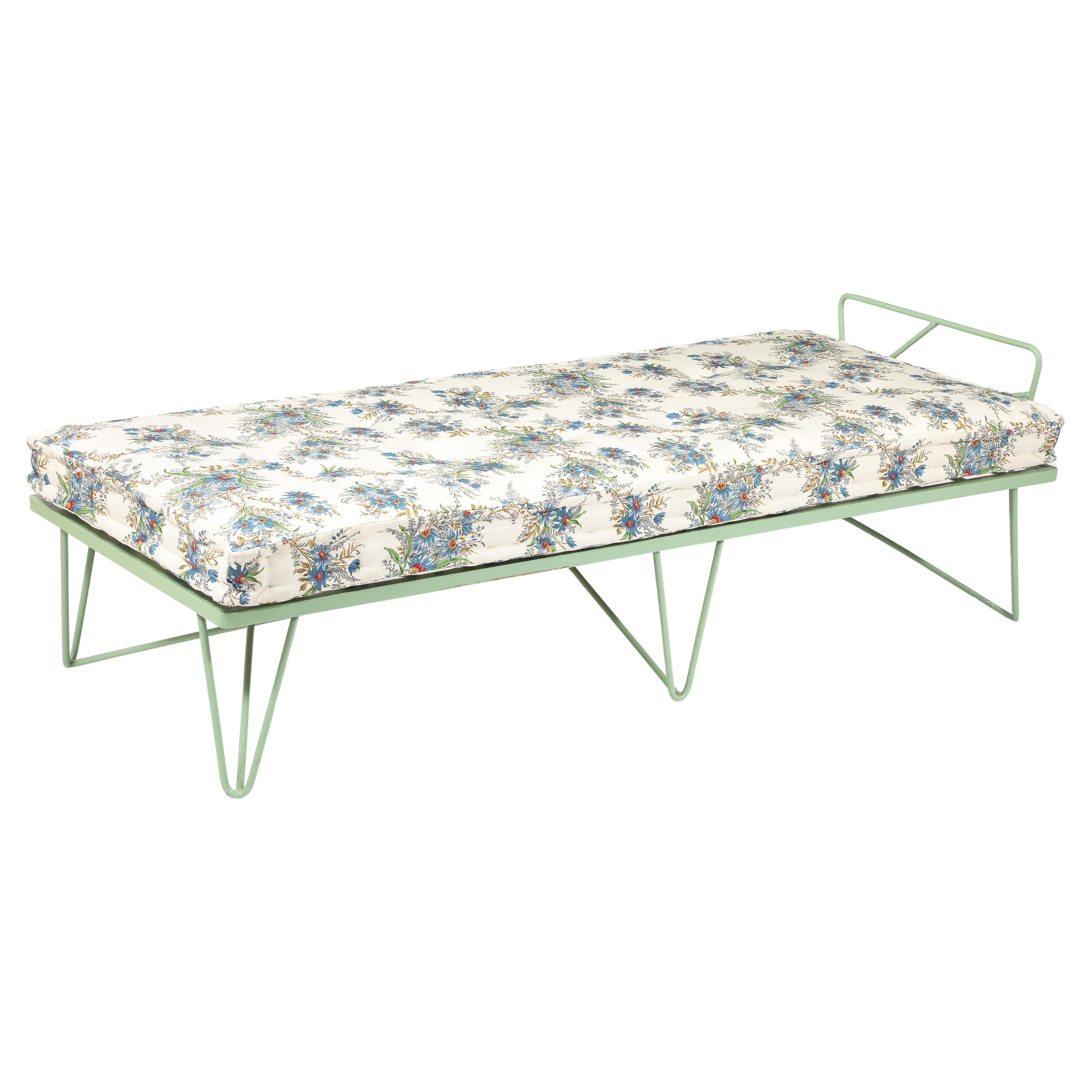 Green Enameled Daybed, France 1950's For Sale