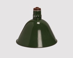 Green enameled metal billiard lamp, United States, early 20th century.