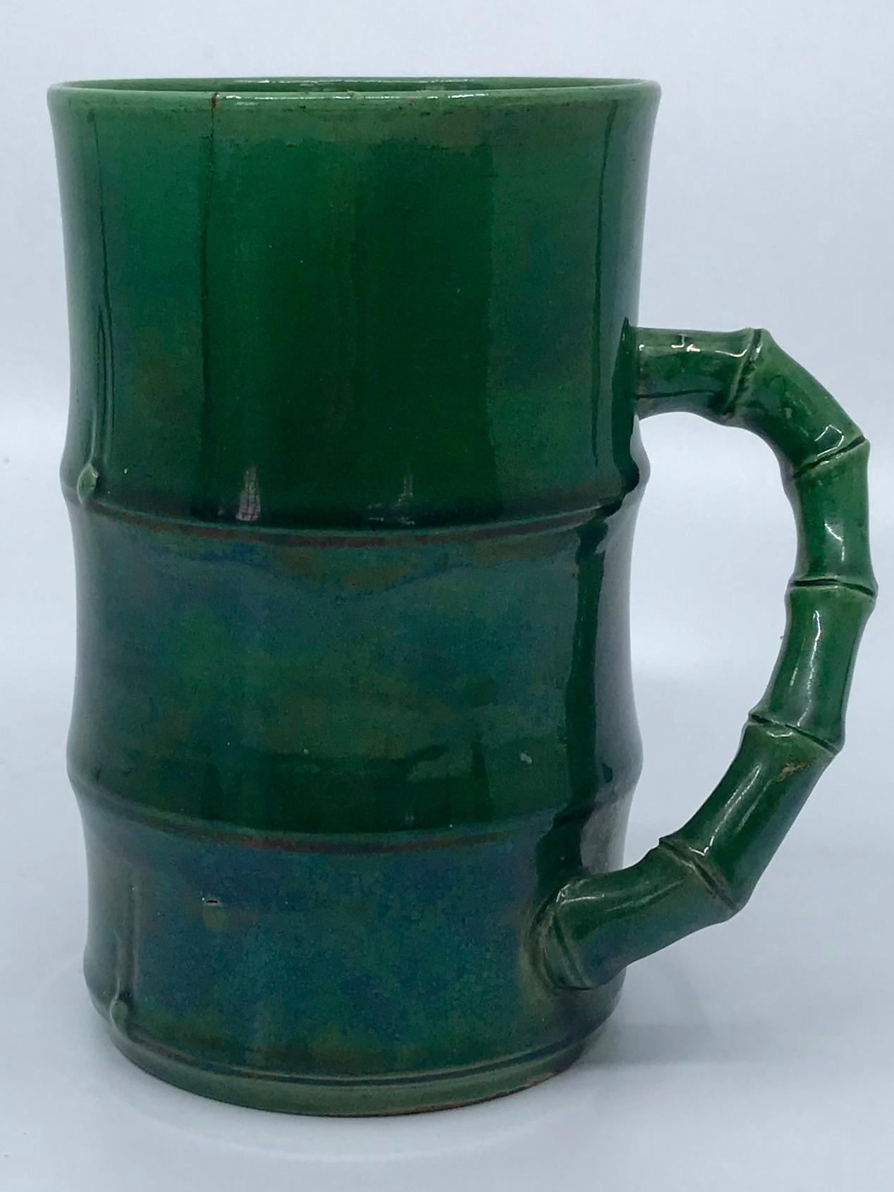 Glazed Green English Bamboo Mug For Sale