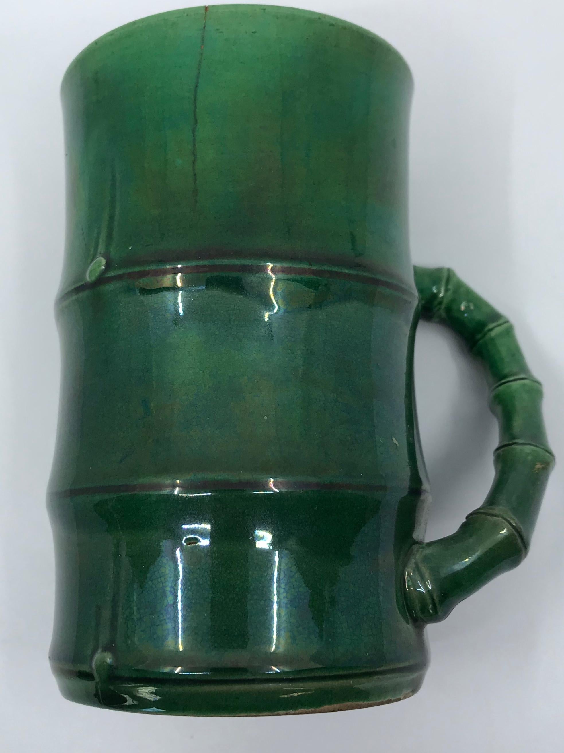 Green English Bamboo Mug In Good Condition For Sale In New York, NY