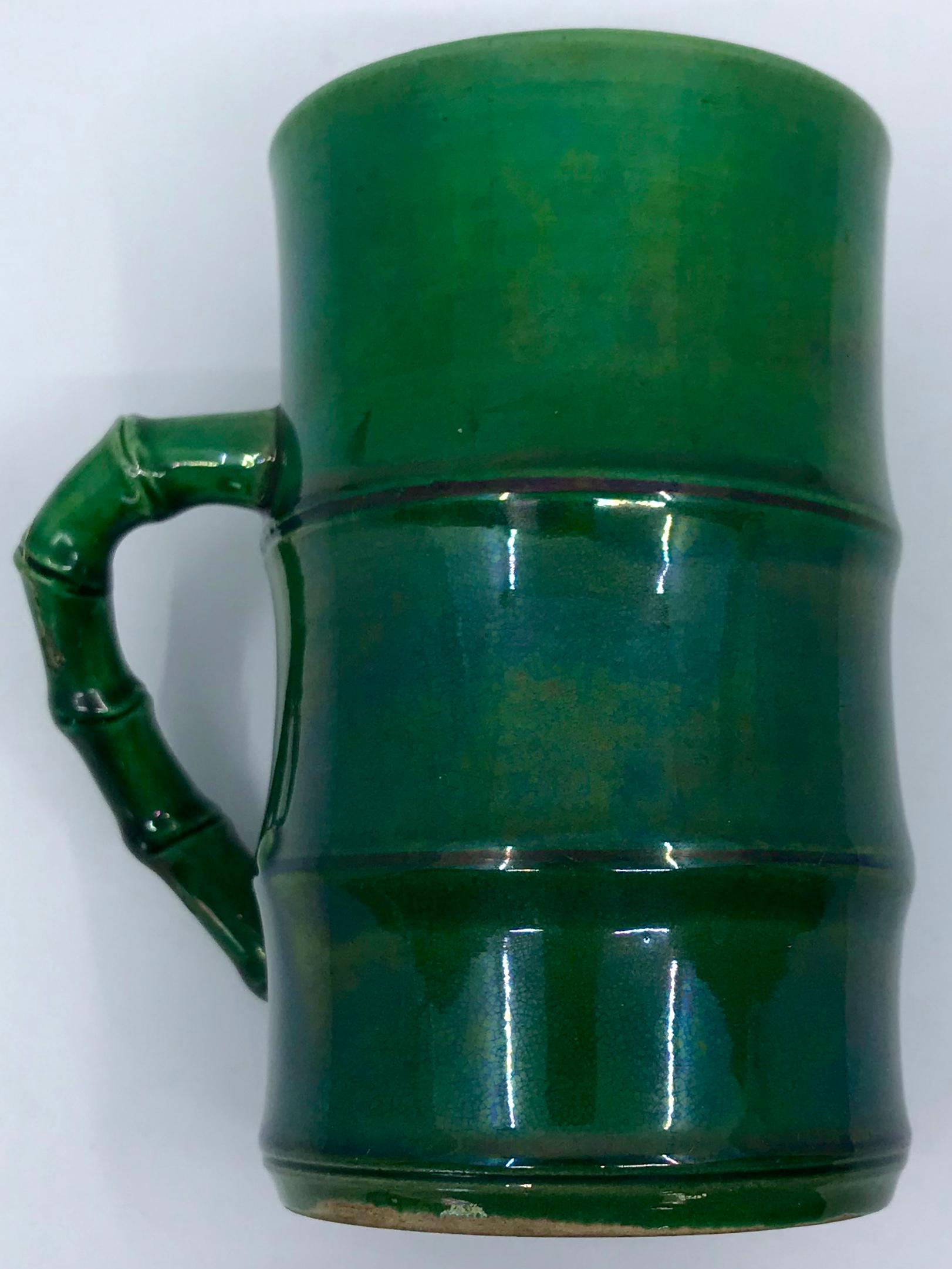 19th Century Green English Bamboo Mug For Sale