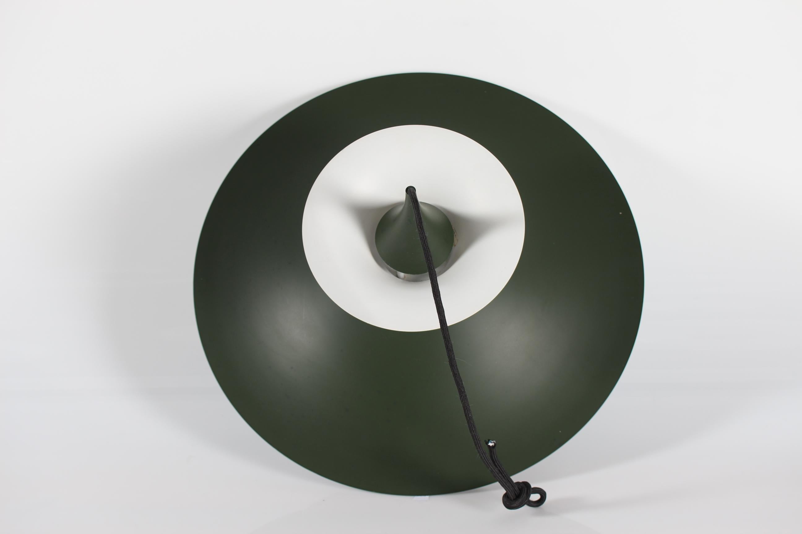 Lacquered Green Erik Balslev for Fog & Mørup Radius Pendant with White Lacquer