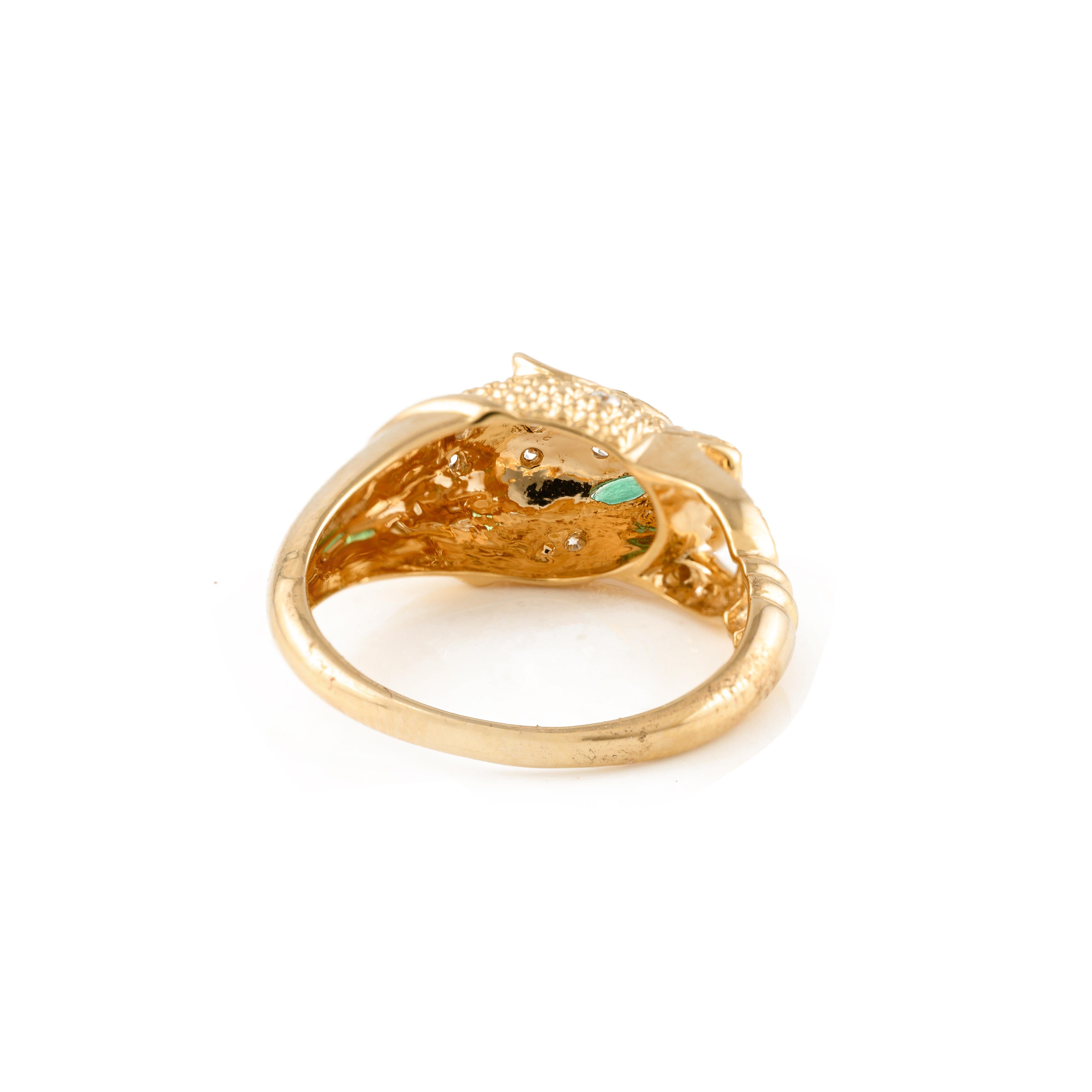 For Sale:  Vintage Panther Head Cocktail Ring Crafted in 18k Solid Yellow Gold 7