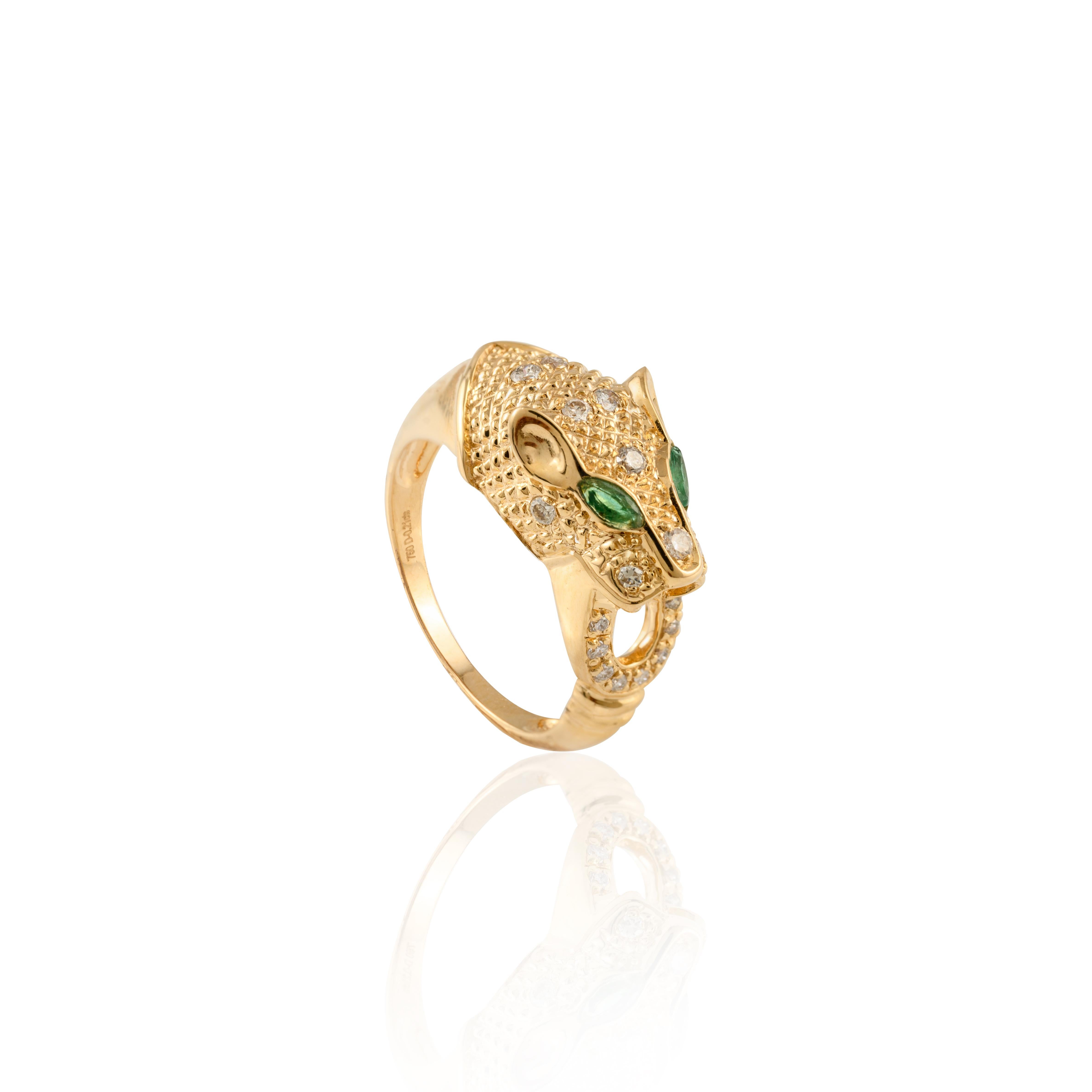 For Sale:  Vintage Panther Head Cocktail Ring Crafted in 18k Solid Yellow Gold 8