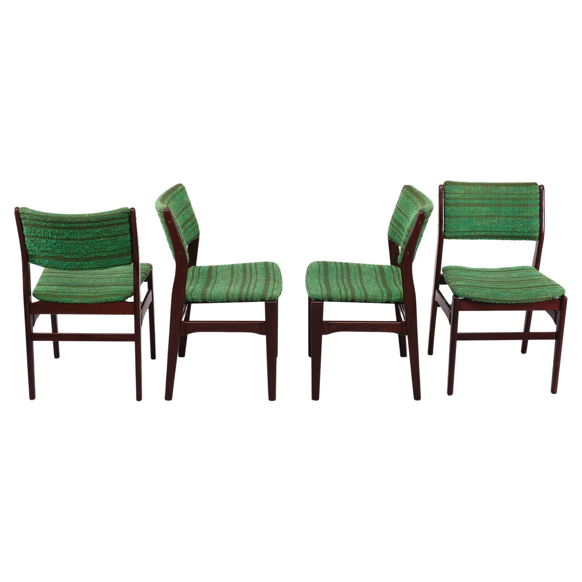 Mid-Century Modern Green Fabric Dining chairs 1960s Holland 