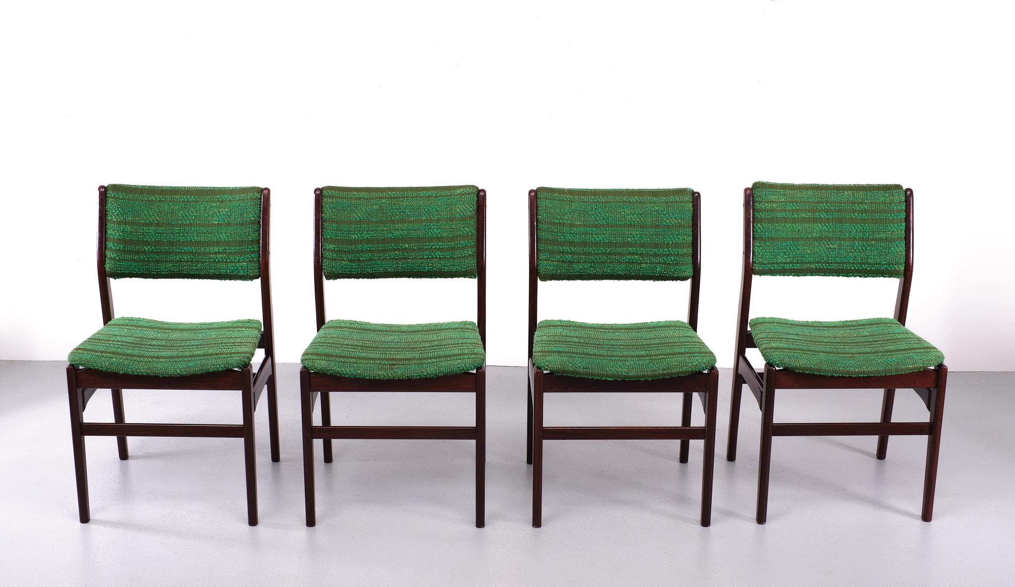 Mid-20th Century Green Fabric Dining chairs 1960s Holland 