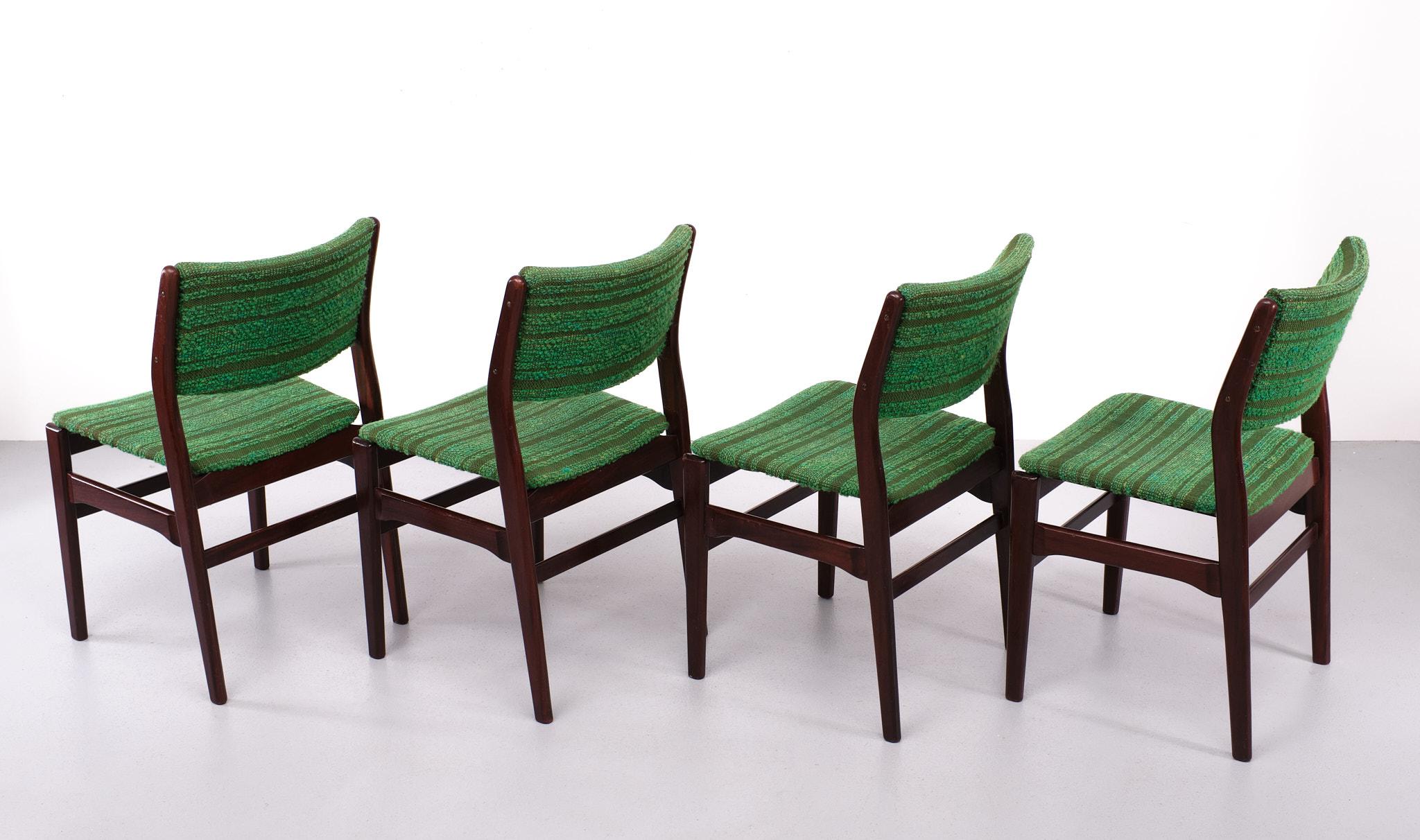 Green Fabric Dining chairs 1960s Holland  1