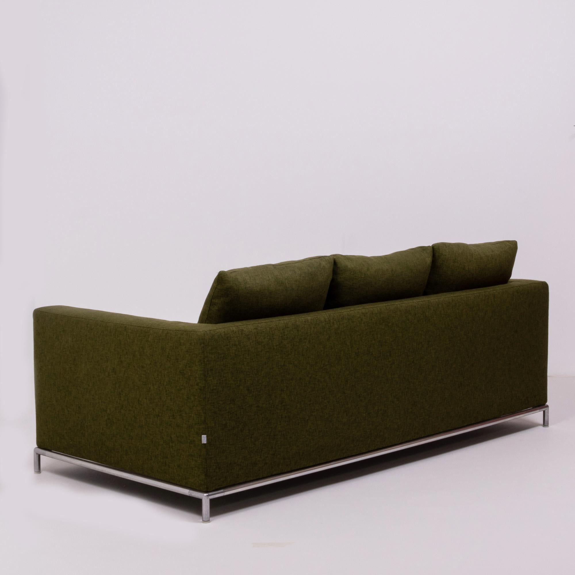 Italian Green Fabric George Three-Seat Sofa by Antonio Citterio for B&B Italia
