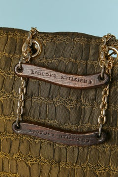 Green fabric handle bag with crocodile pattern Christian Lacroix BAZAR