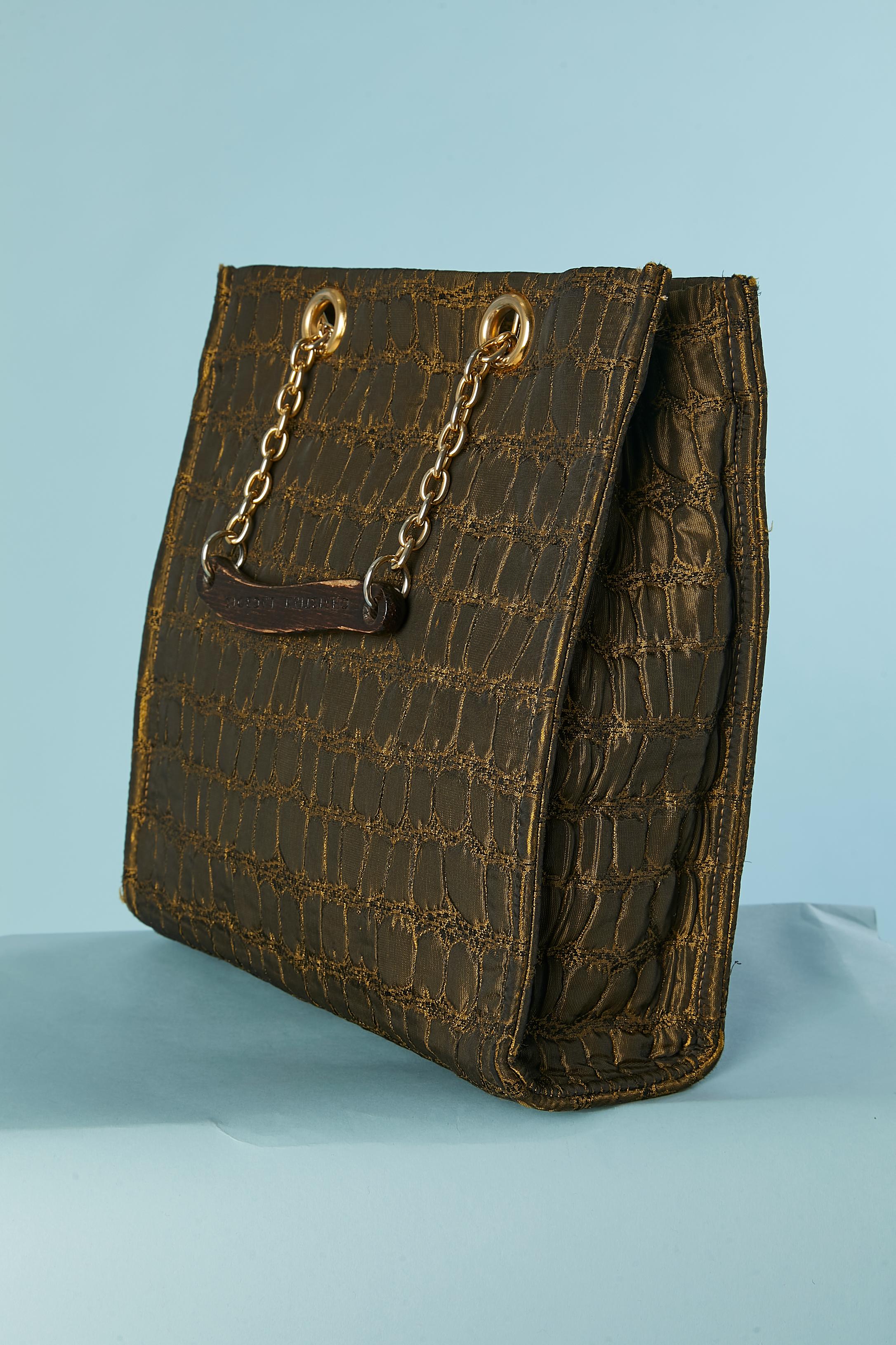 Green fabric handle bag with crocodile pattern Christian Lacroix BAZAR For Sale at 1stDibs
