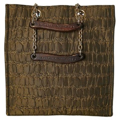 Green fabric handle bag with crocodile pattern Christian Lacroix BAZAR