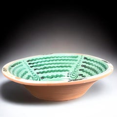 Green Fajalauza Lebrillo Bowl with Bird Decoration, 19.7 in