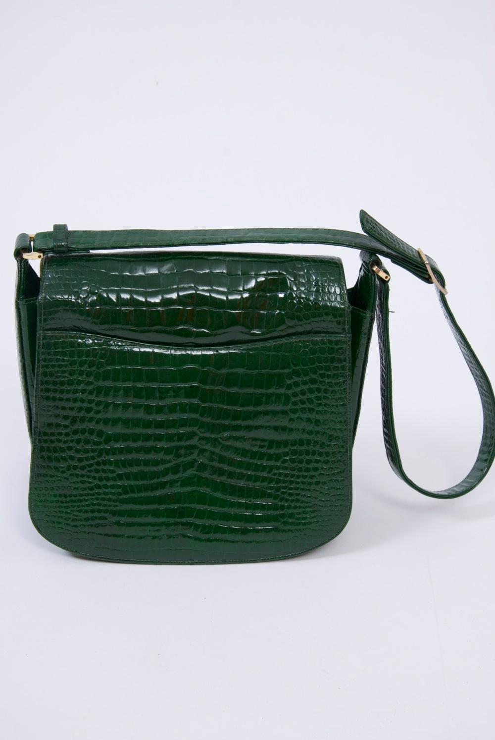 Women's Green Faux Alligator Shoulder Bag, Saks Fifth Avenue