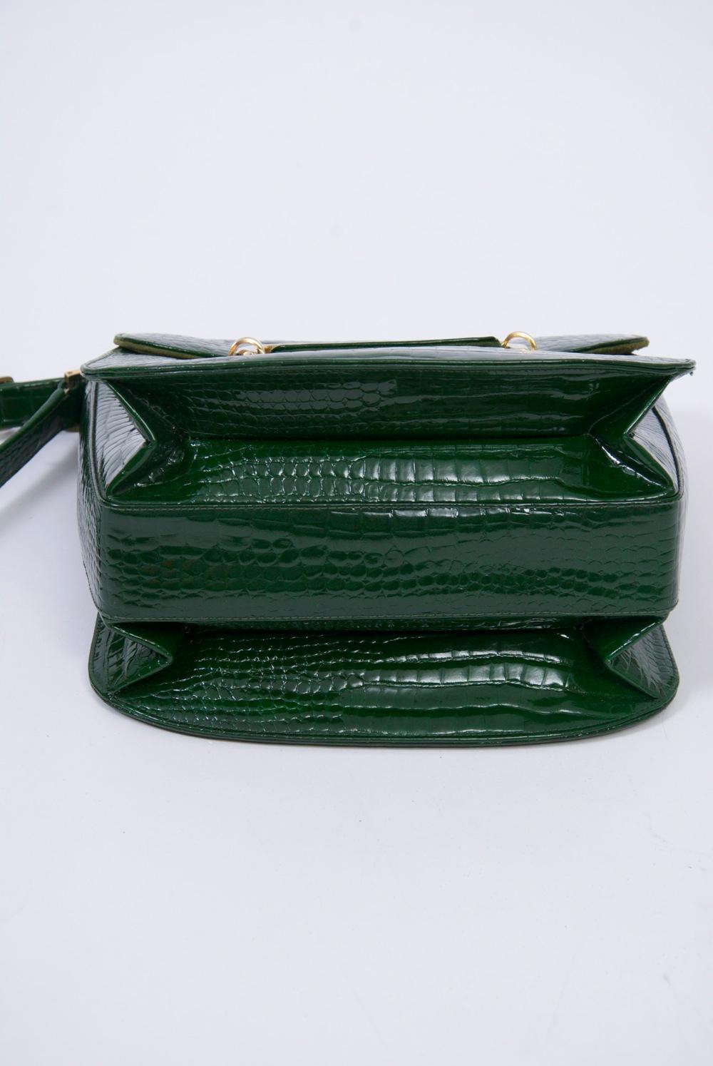 Green Faux Alligator Shoulder Bag, Saks Fifth Avenue 1