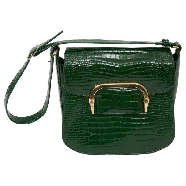 Green Faux Alligator Shoulder Bag, Saks Fifth Avenue For Sale at 1stdibs