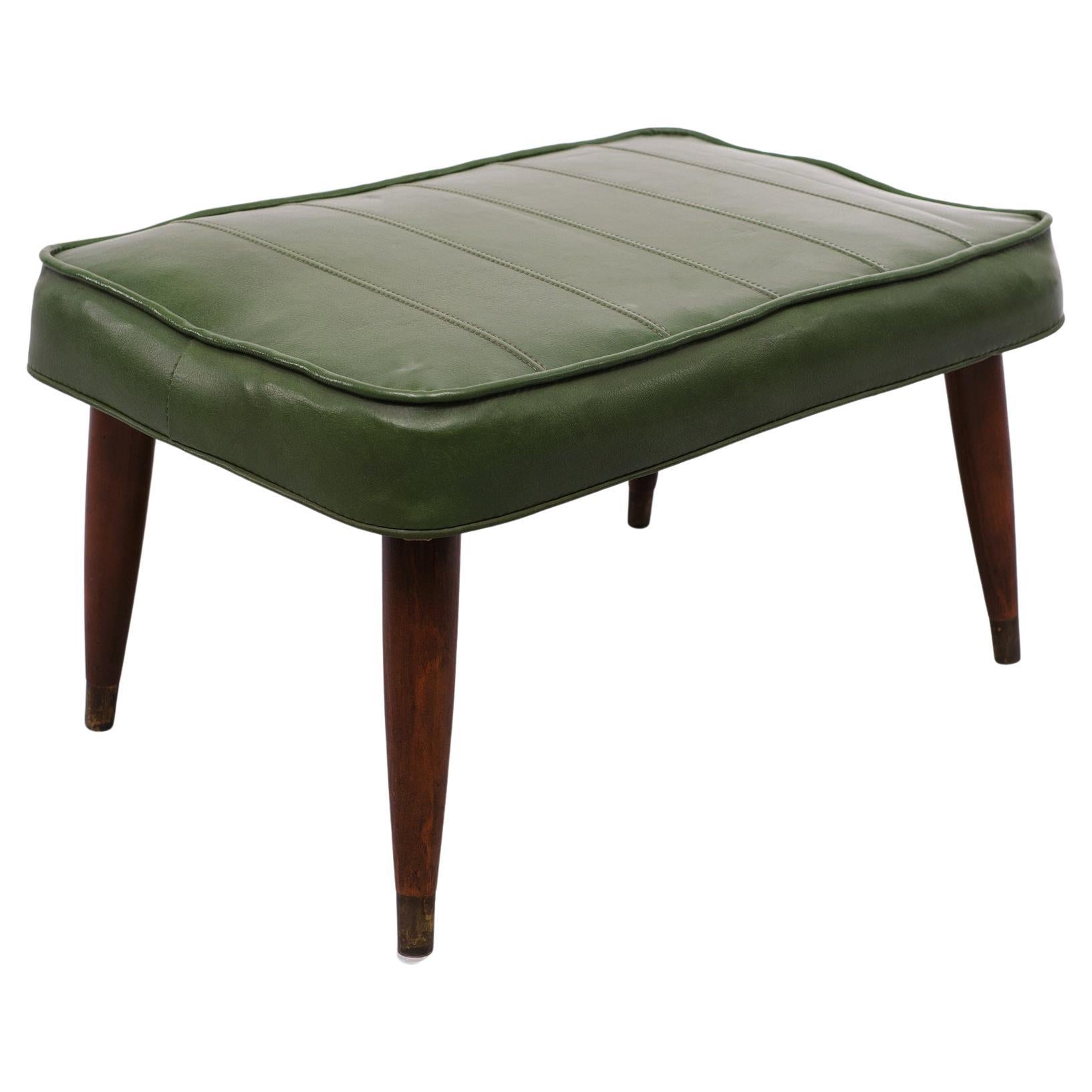 Green faux Leather ottoman 1950s England For Sale