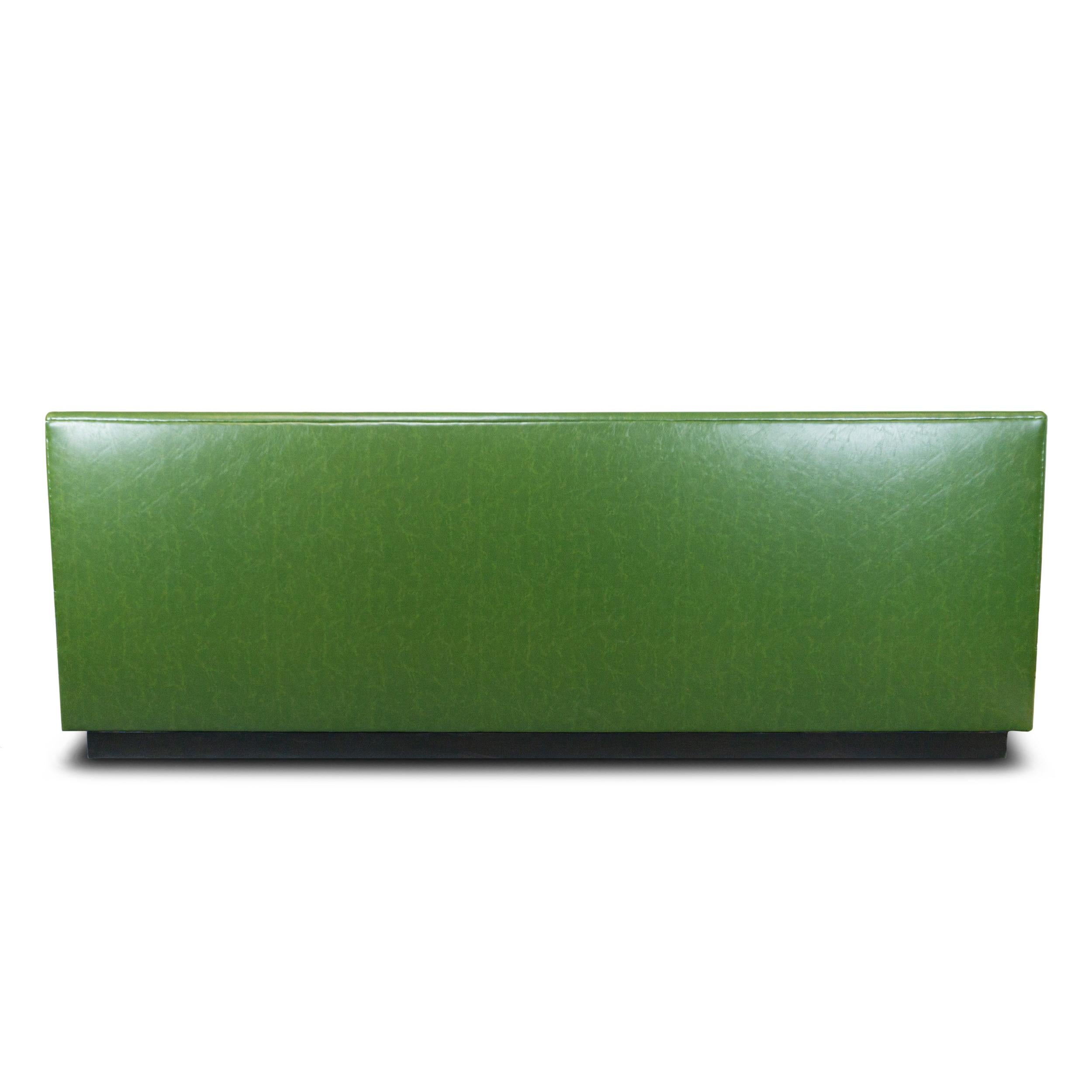 Green Faux Leather Tight Seat Banquette, Customizable For Sale 4