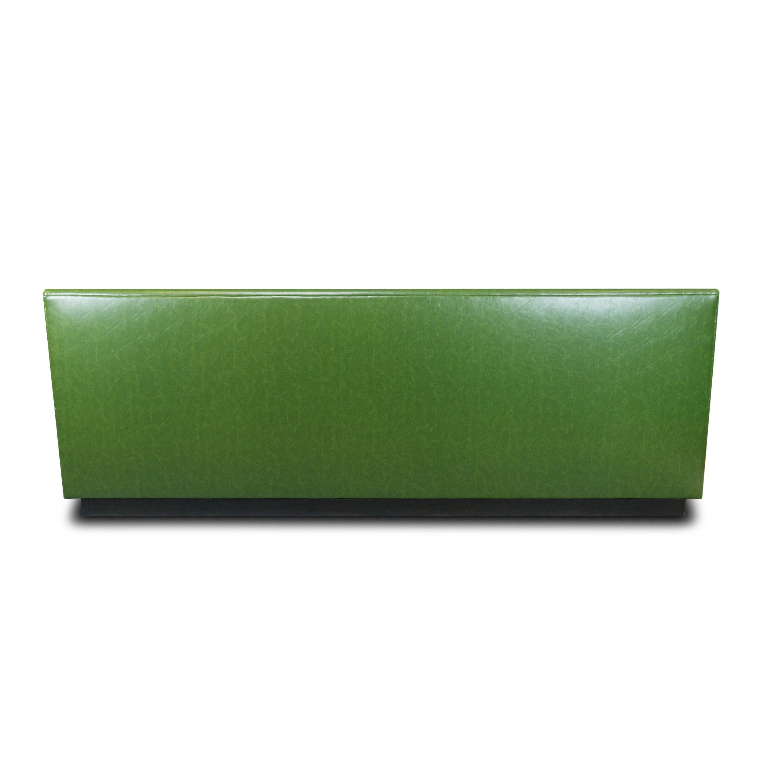 Green Faux Leather Tight Seat Banquette, Customizable For Sale 5