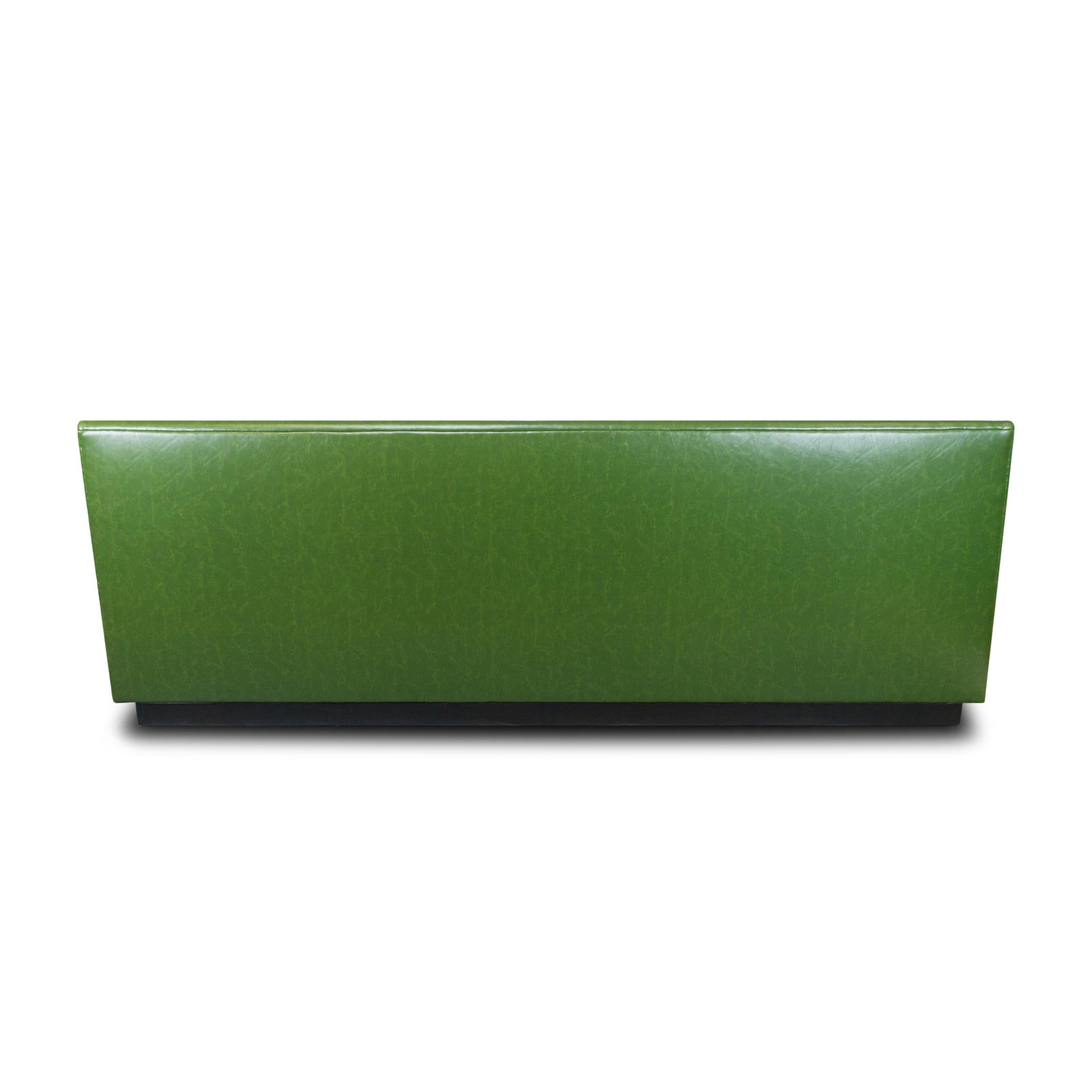 Green Faux Leather Tight Seat Banquette, Customizable For Sale 6