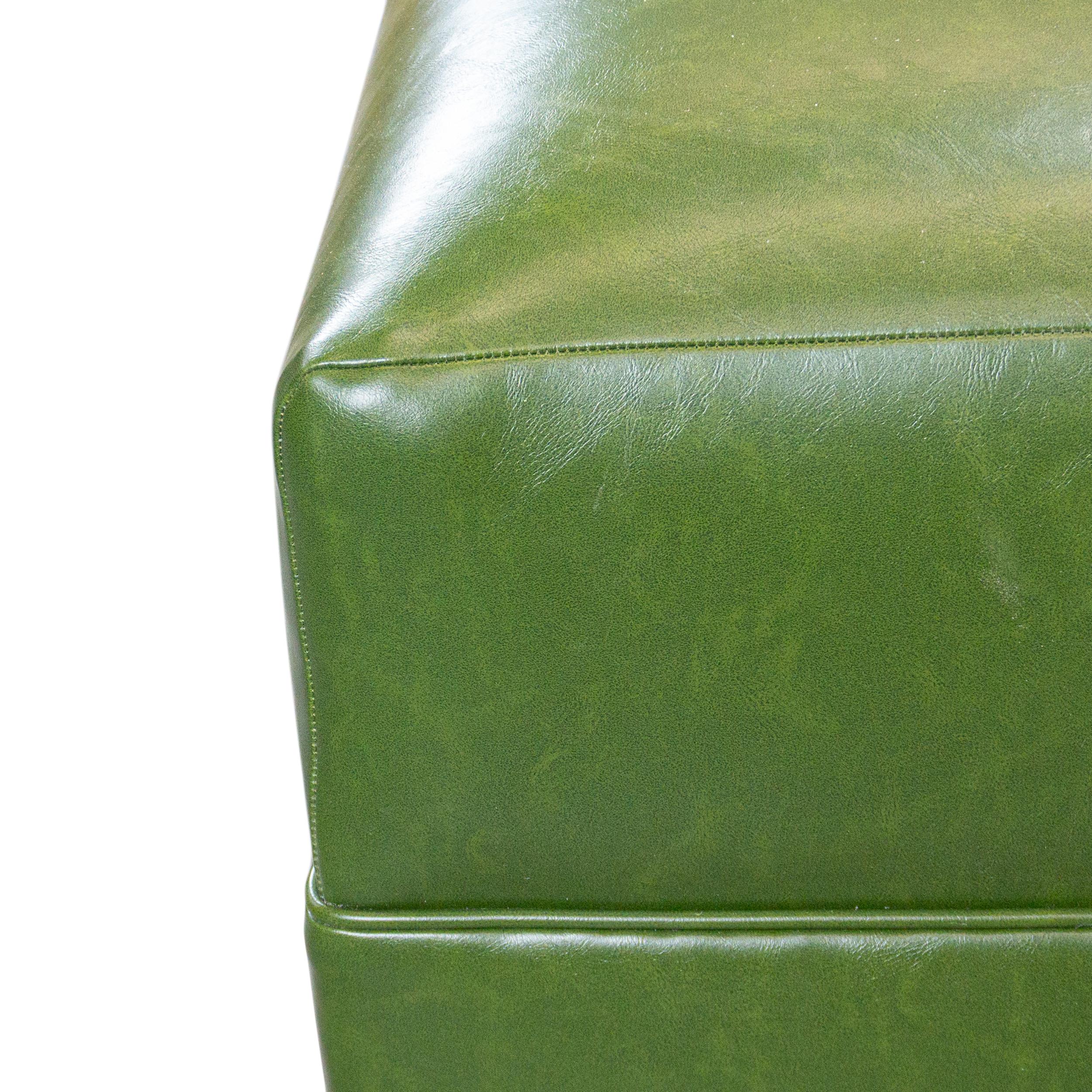 Green Faux Leather Tight Seat Banquette, Customizable For Sale 8