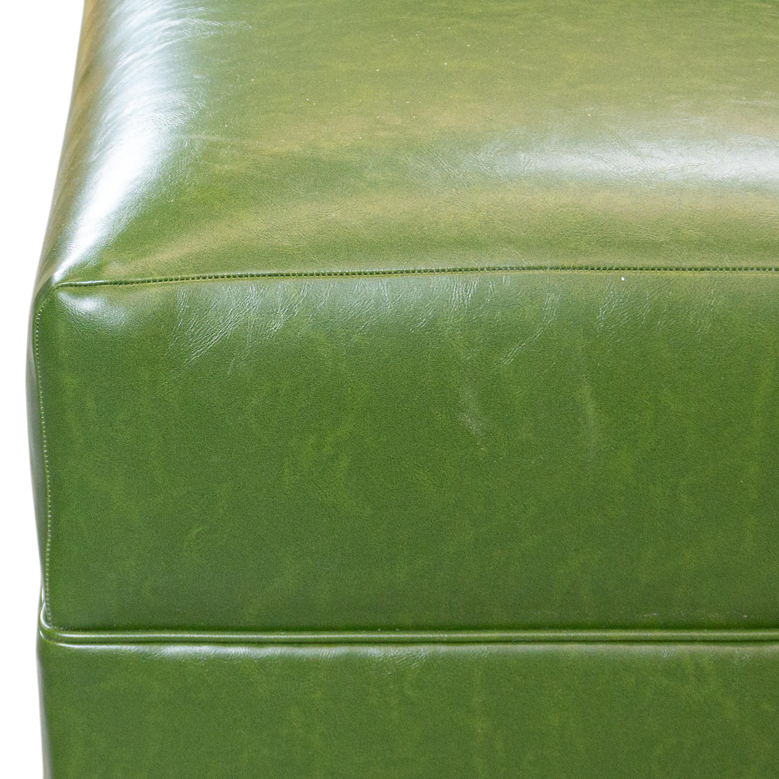 Green Faux Leather Tight Seat Banquette, Customizable For Sale 9