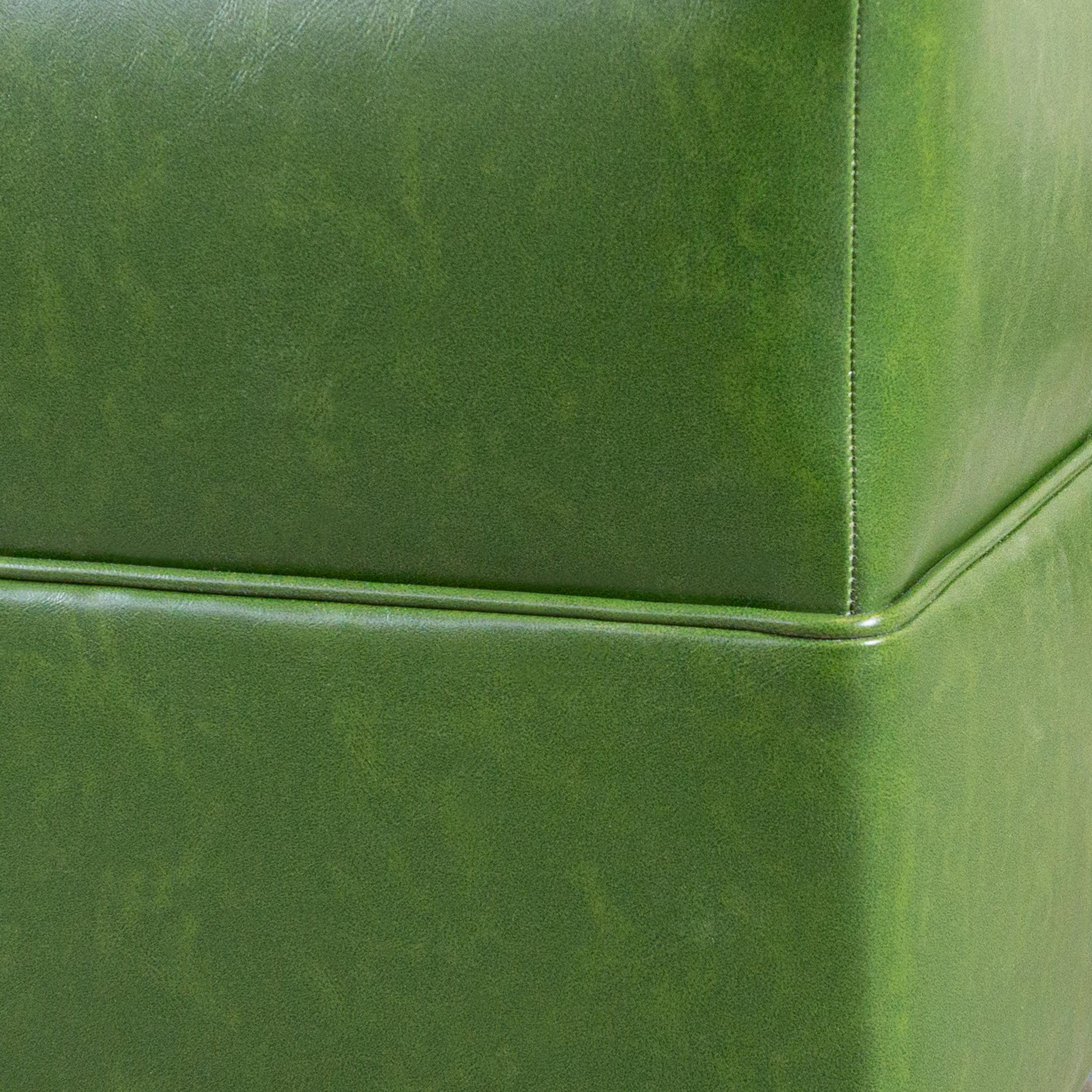 Green Faux Leather Tight Seat Banquette, Customizable For Sale 10